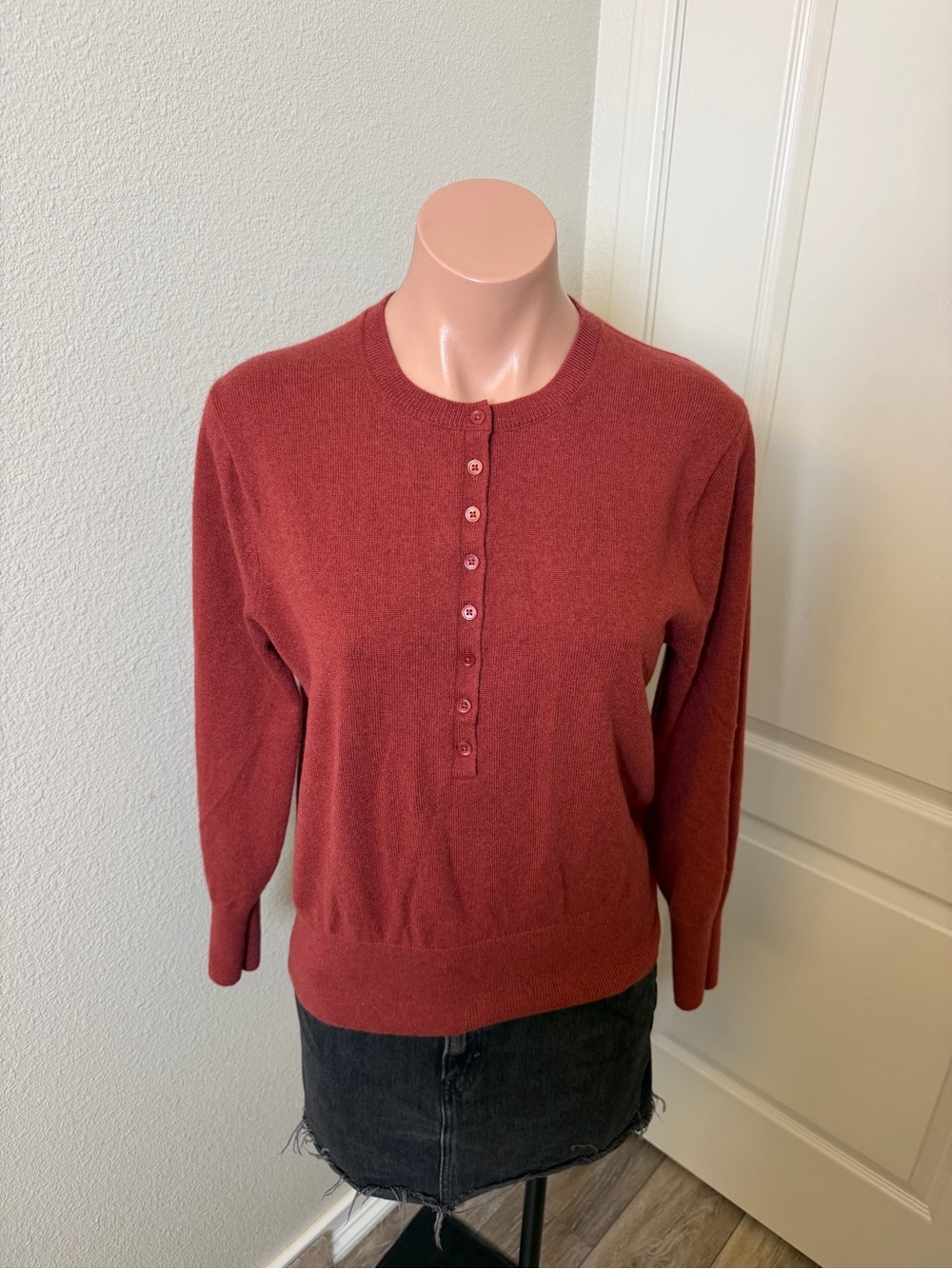 Everlane Women's Button-Front Crewneck Sweater - Rust